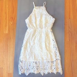 Gorgeous lace-detail white dress. Perfect for graduation, wedding events, etc!